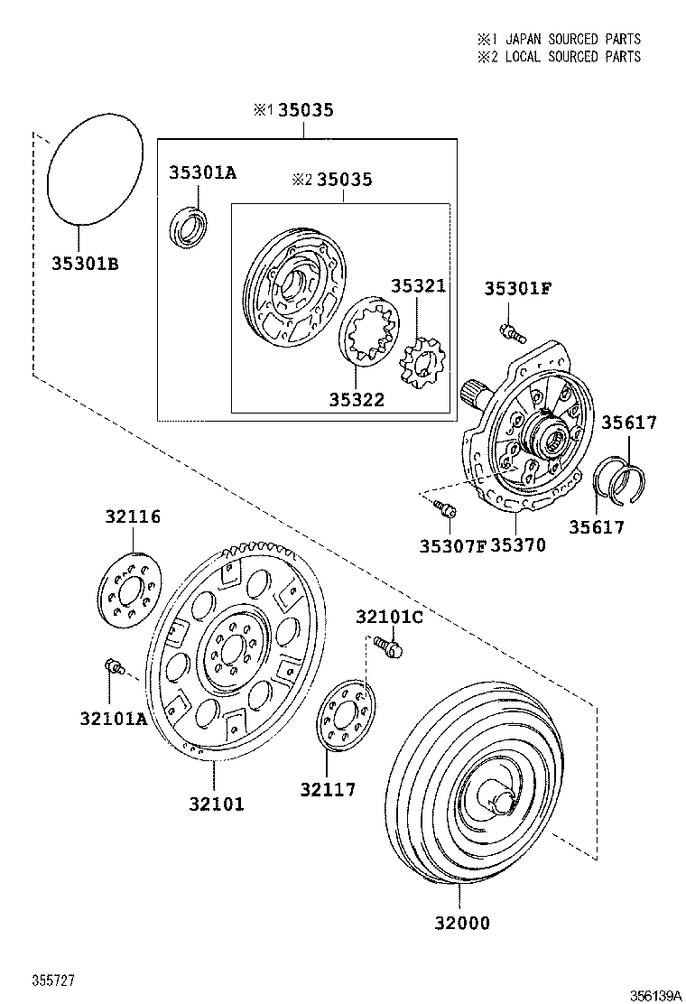 Torque Converter, Front Oil Pump & Chain