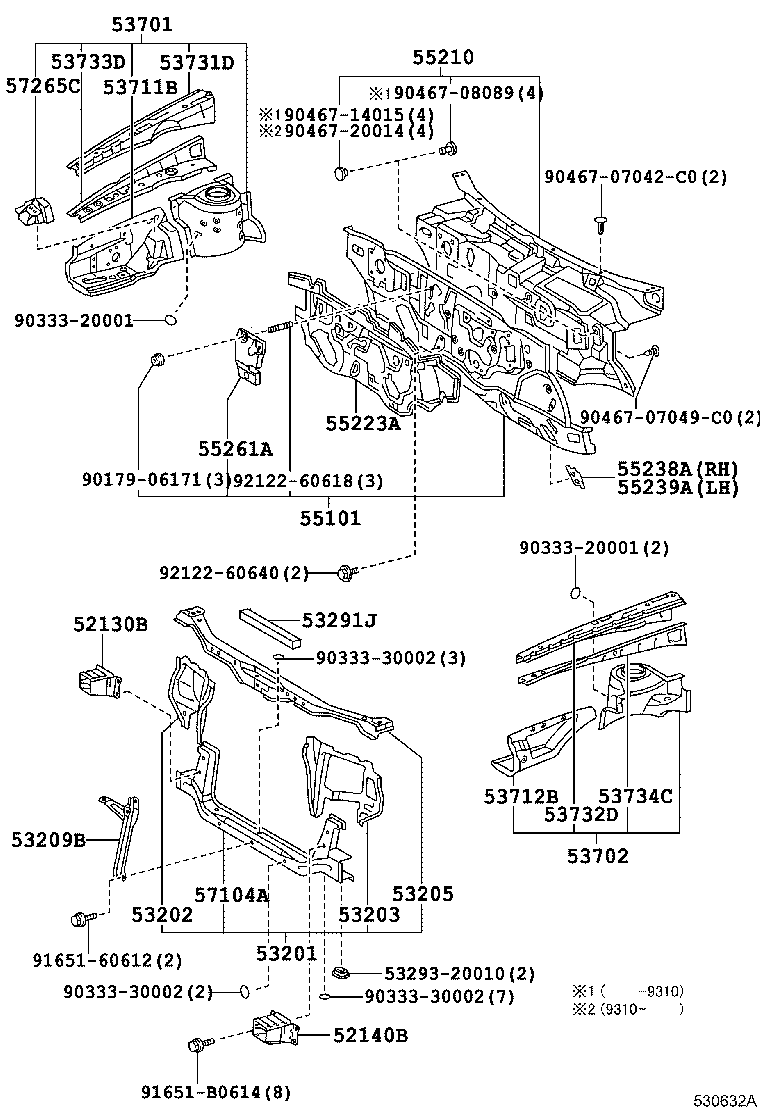 Front Fender Apron Dash Panel