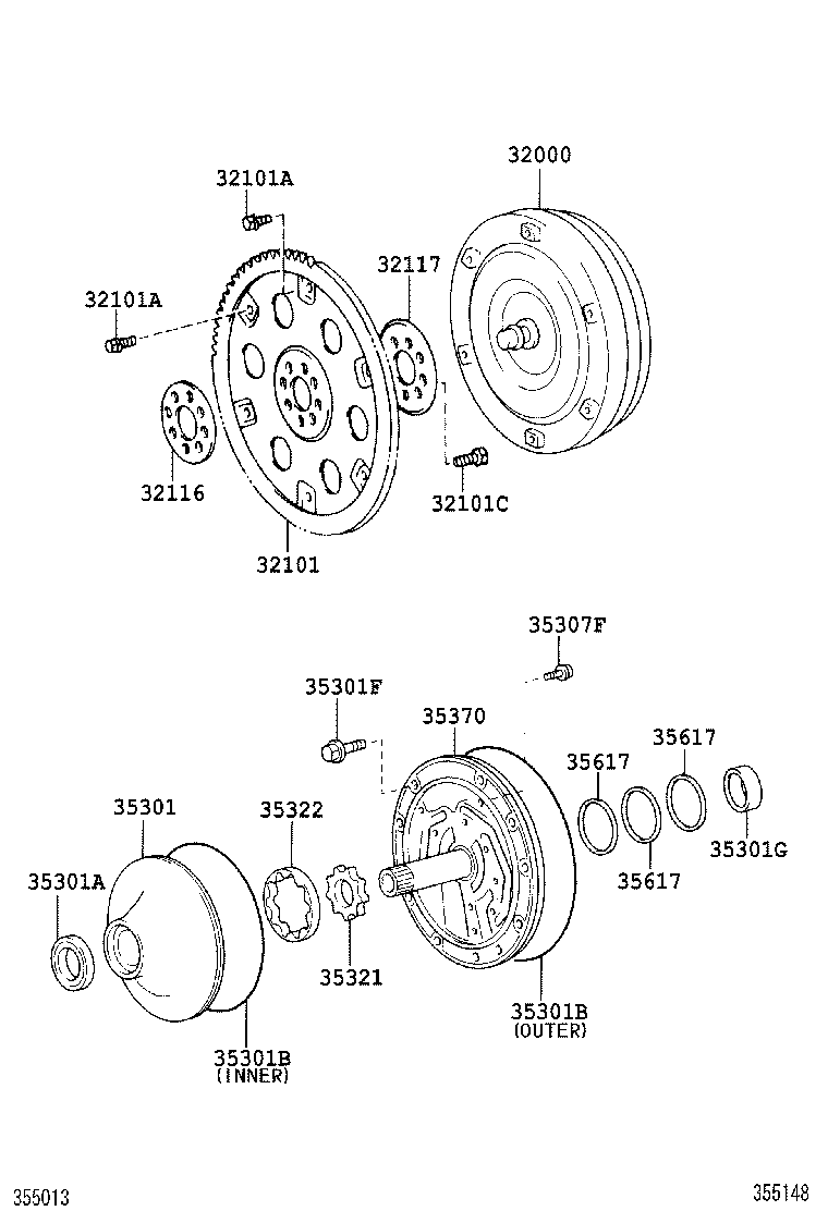 Torque Converter, Front Oil Pump & Chain