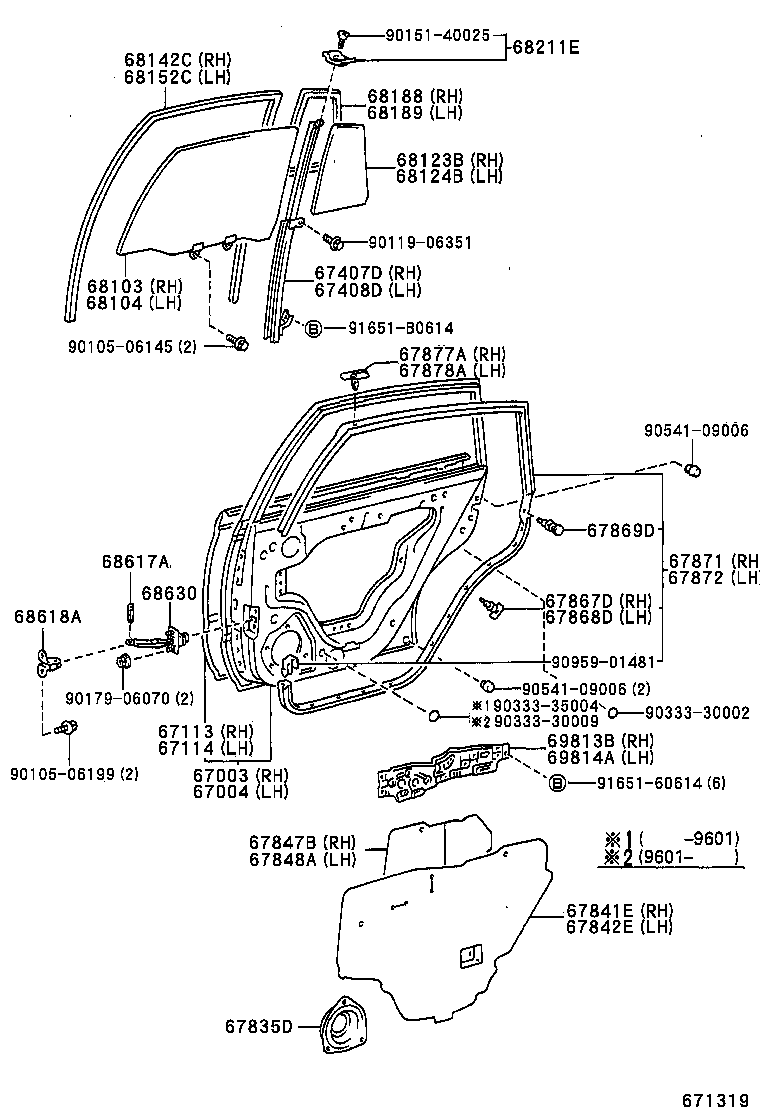 Panel de puerta trasera y vidrio