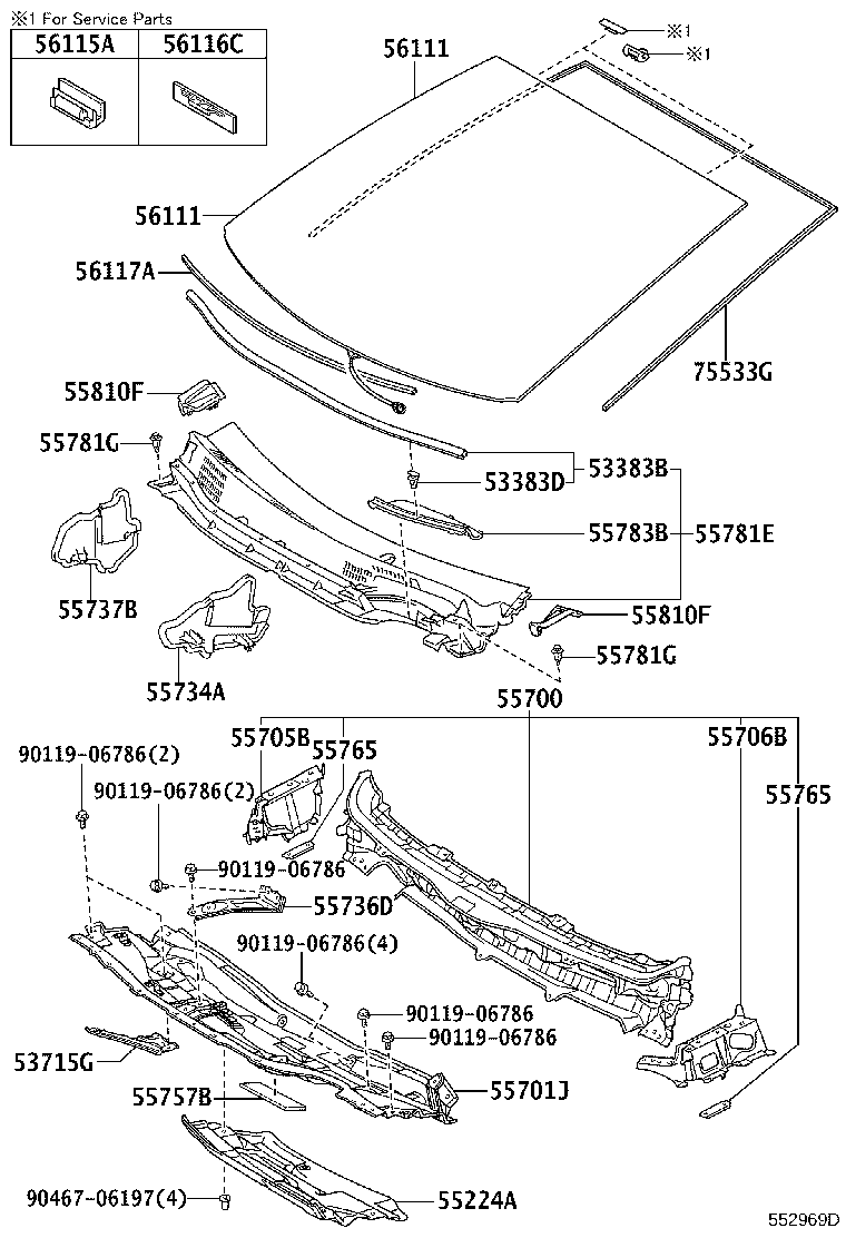Cowl Panel & Windshield Glass
