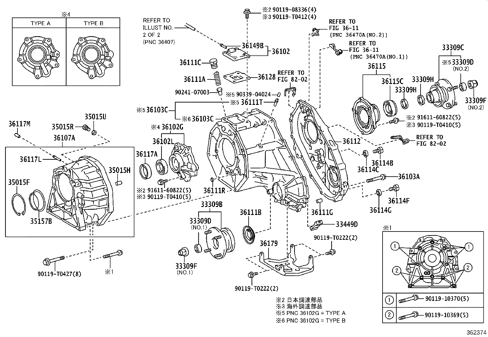 Caja de transferencia y carcasa de extensión