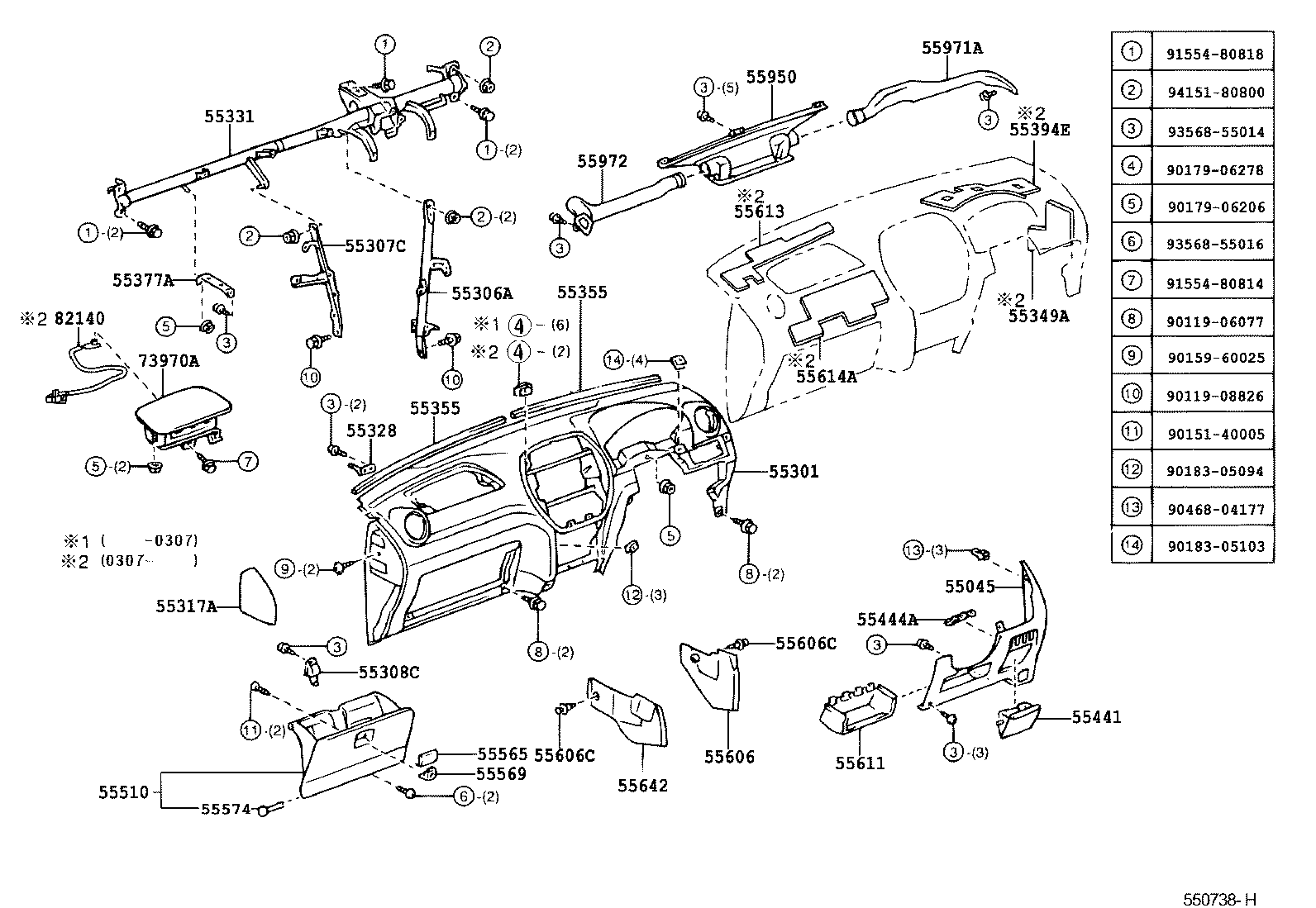 Panel de instrumentos Guantera