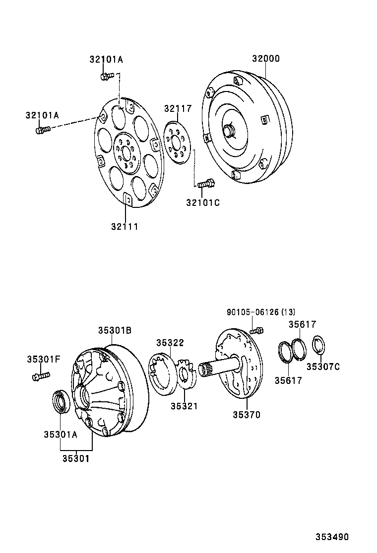 Torque Converter, Front Oil Pump & Chain