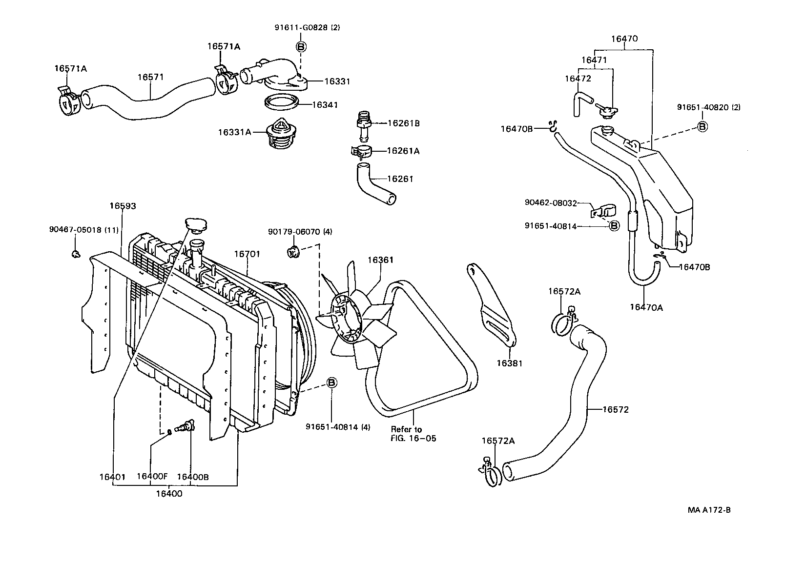 Salida de agua del radiador