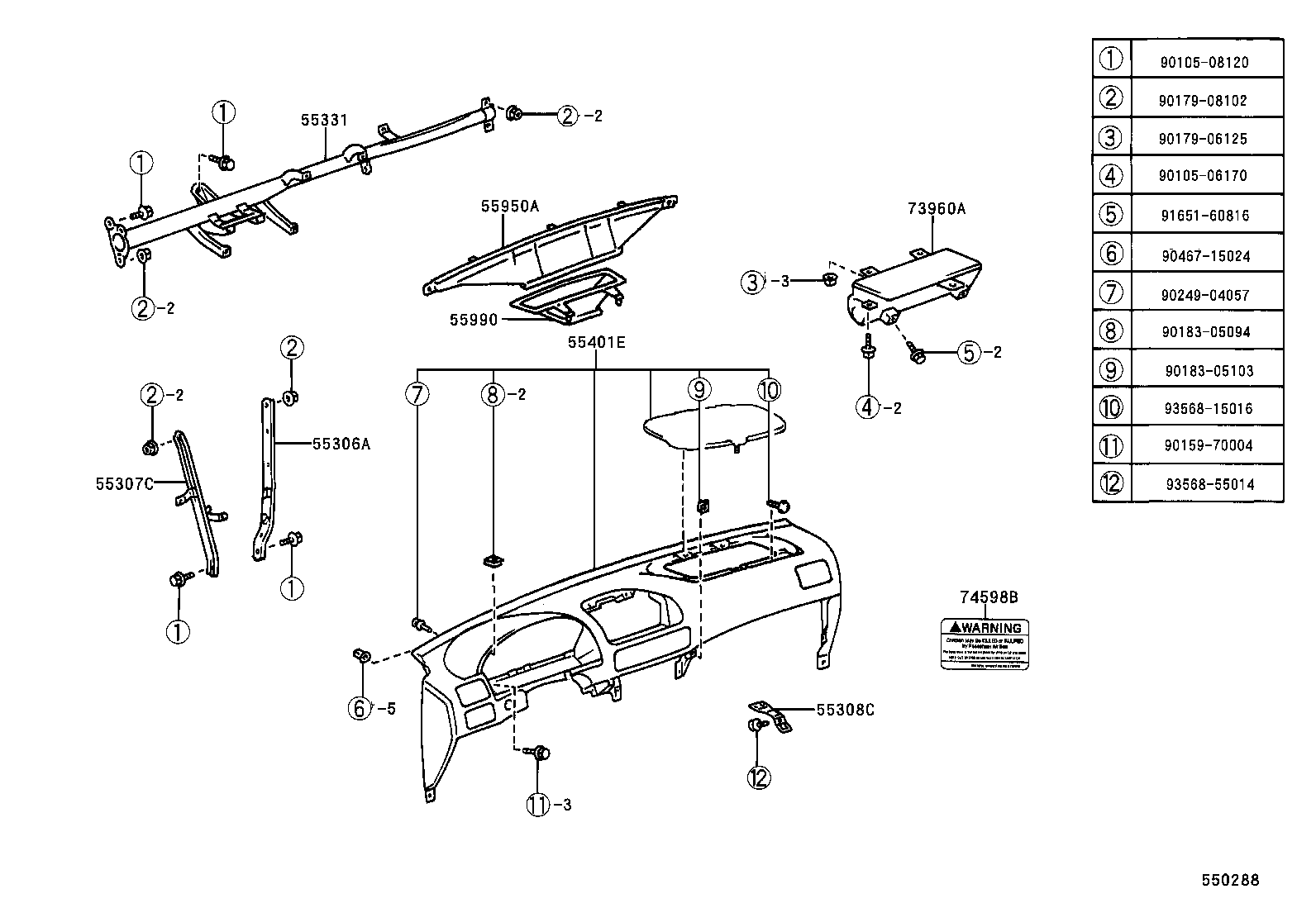 Panel de instrumentos Guantera