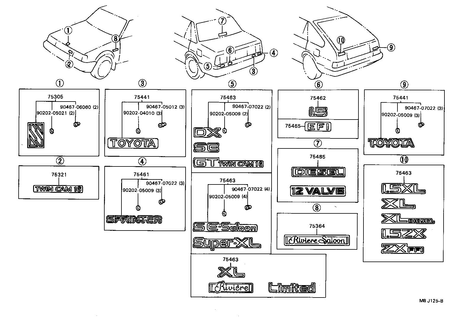 75442-12751 Plate, Rear Name, No.2 (Model Mark) Toyota