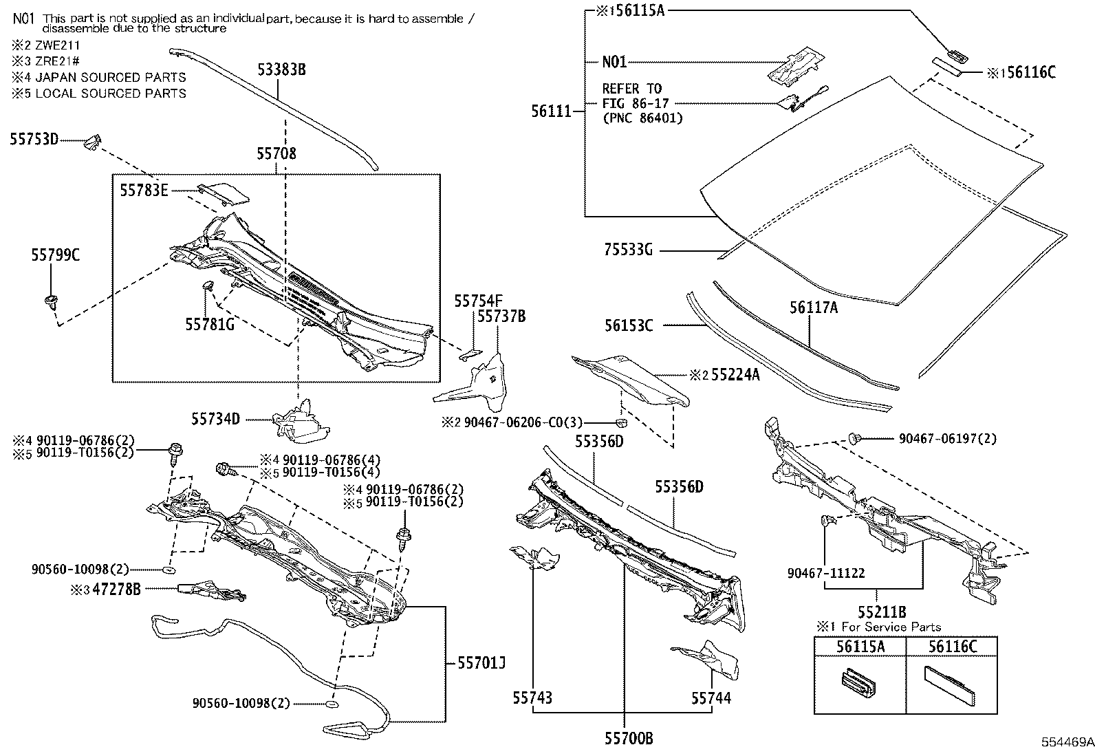 Cowl Panel & Windshield Glass