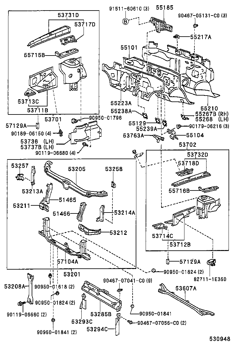 Front Fender Apron Dash Panel