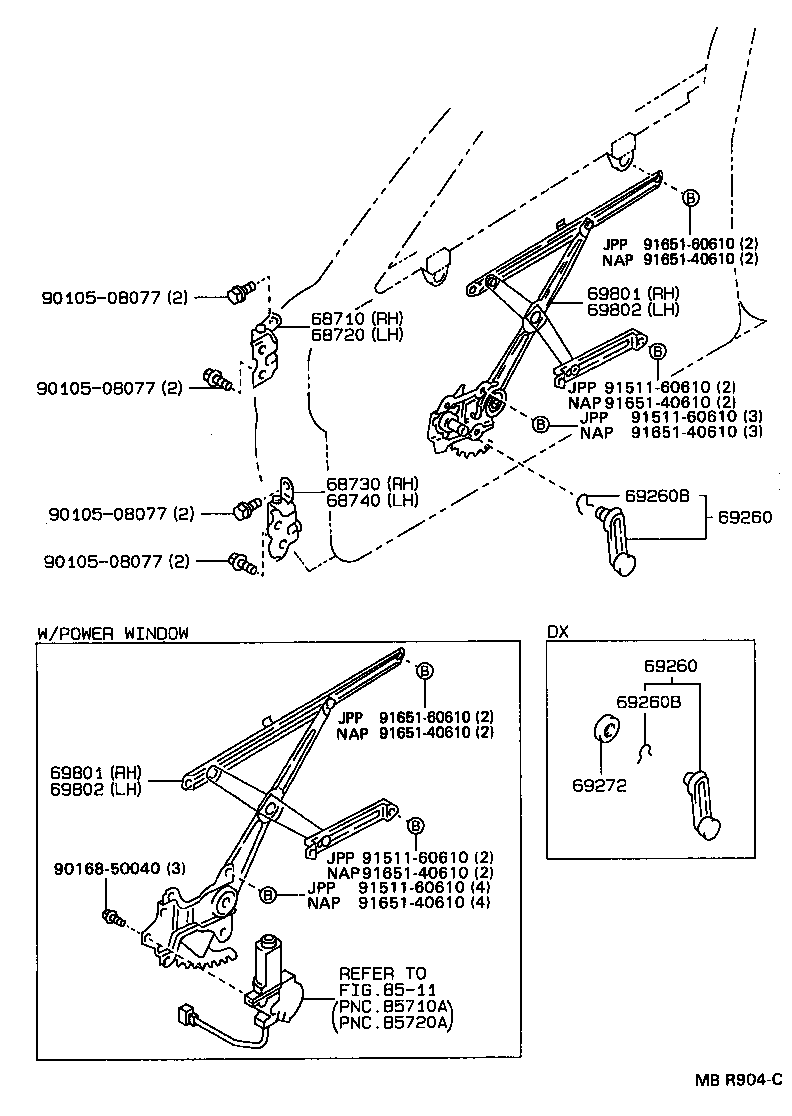 Front Door Window Regulator Hinge