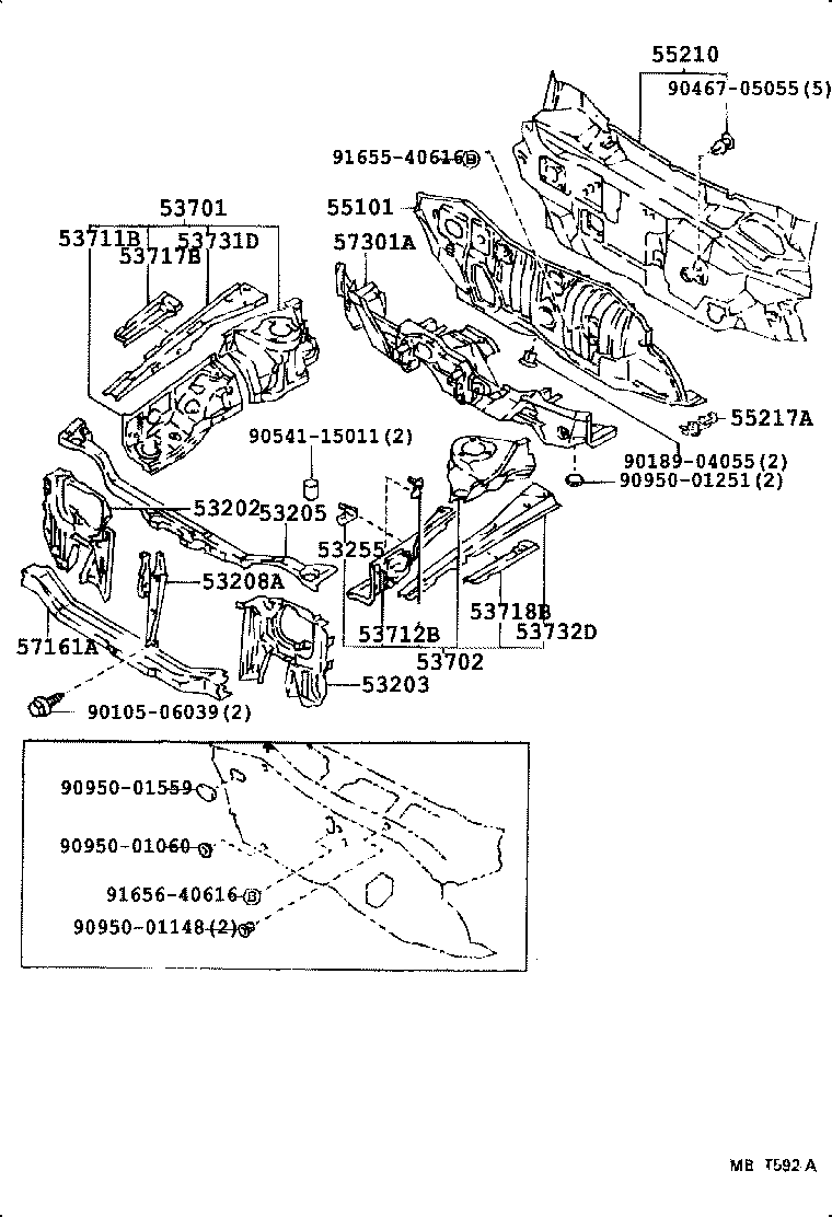 Front Fender Apron Dash Panel