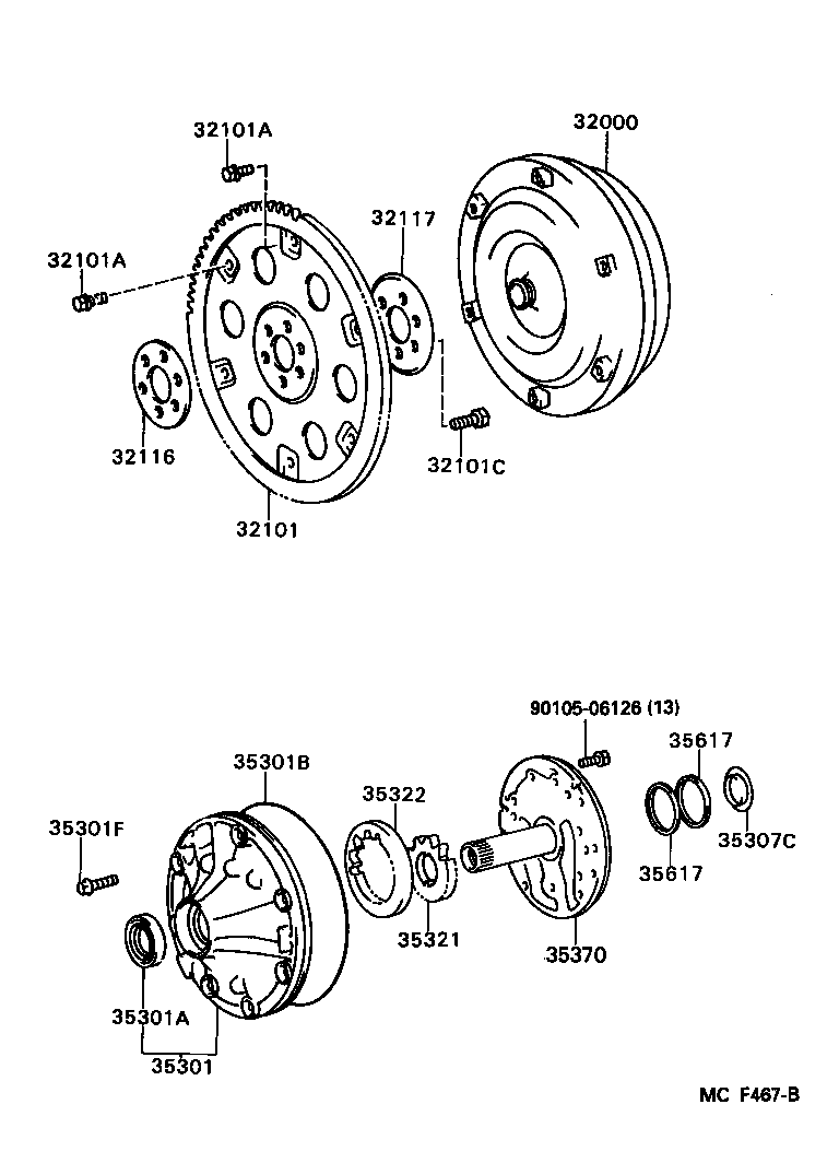 Torque Converter, Front Oil Pump & Chain