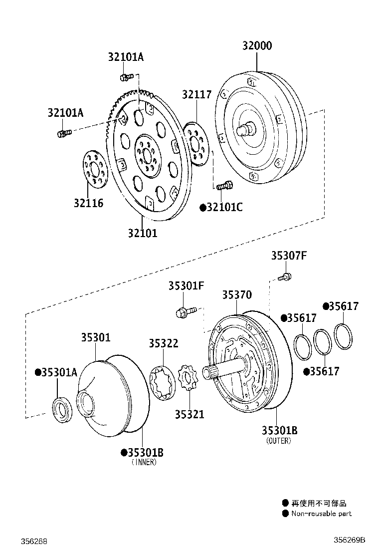 Torque Converter, Front Oil Pump & Chain