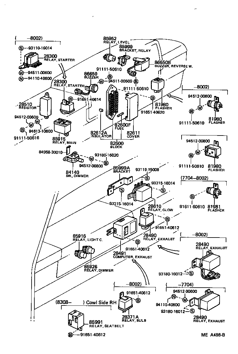 Interruptor y relé y computadora