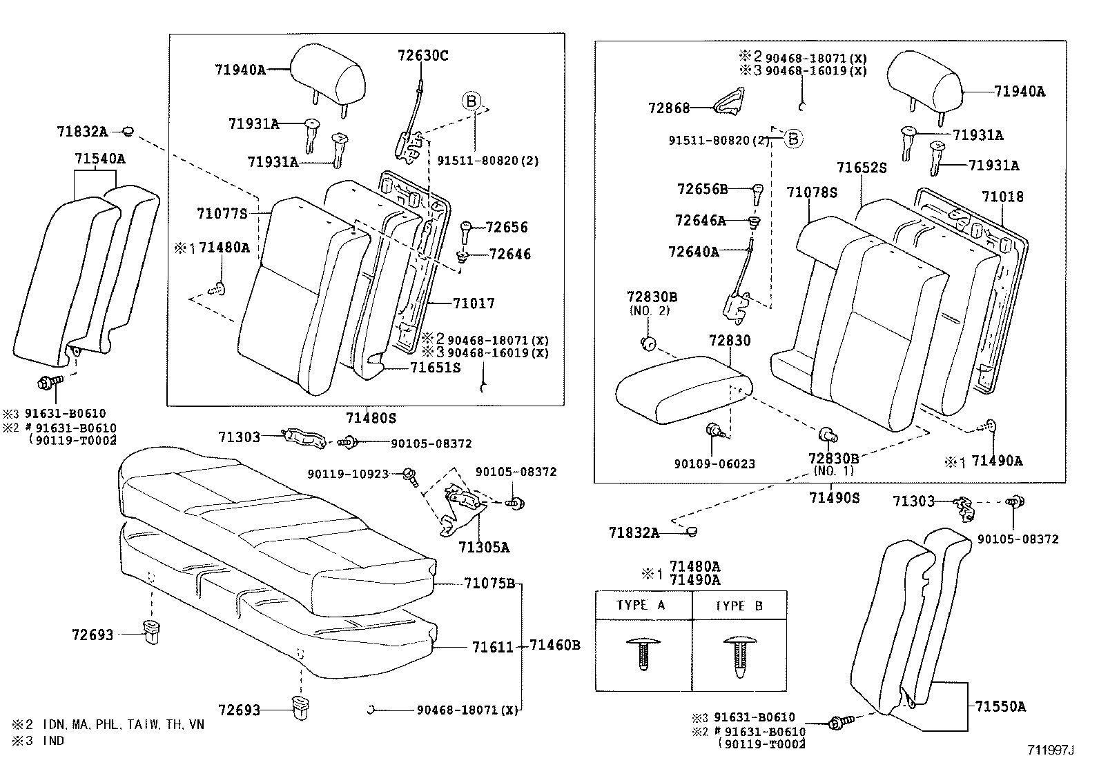 Asiento trasero y riel del asiento