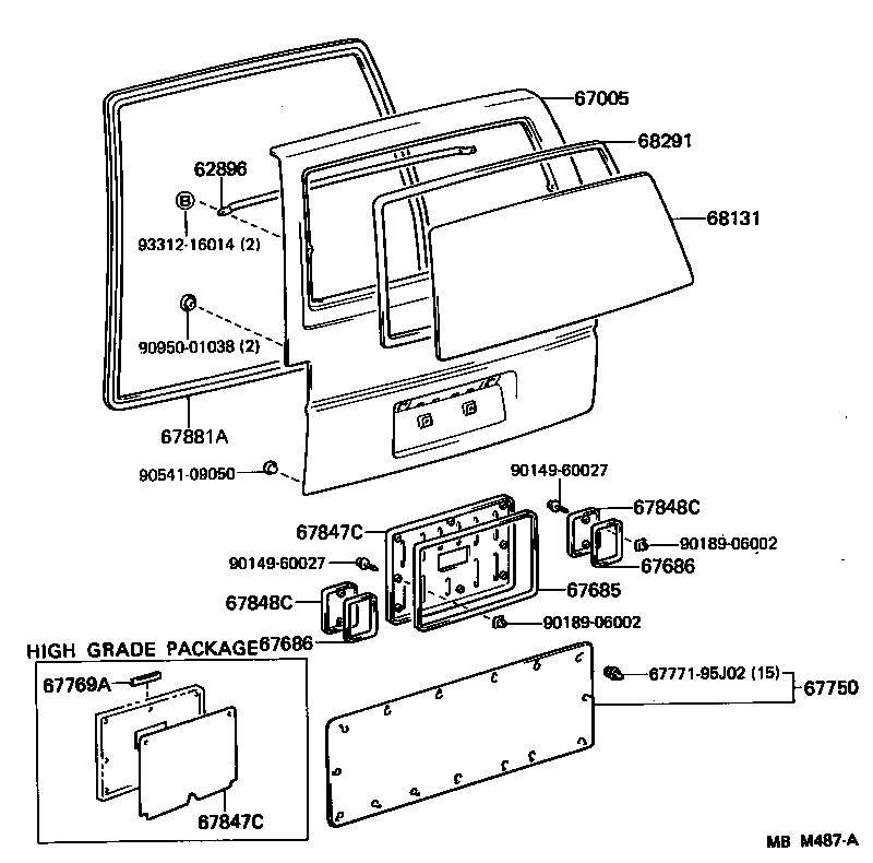 Vidrio del panel de la puerta trasera