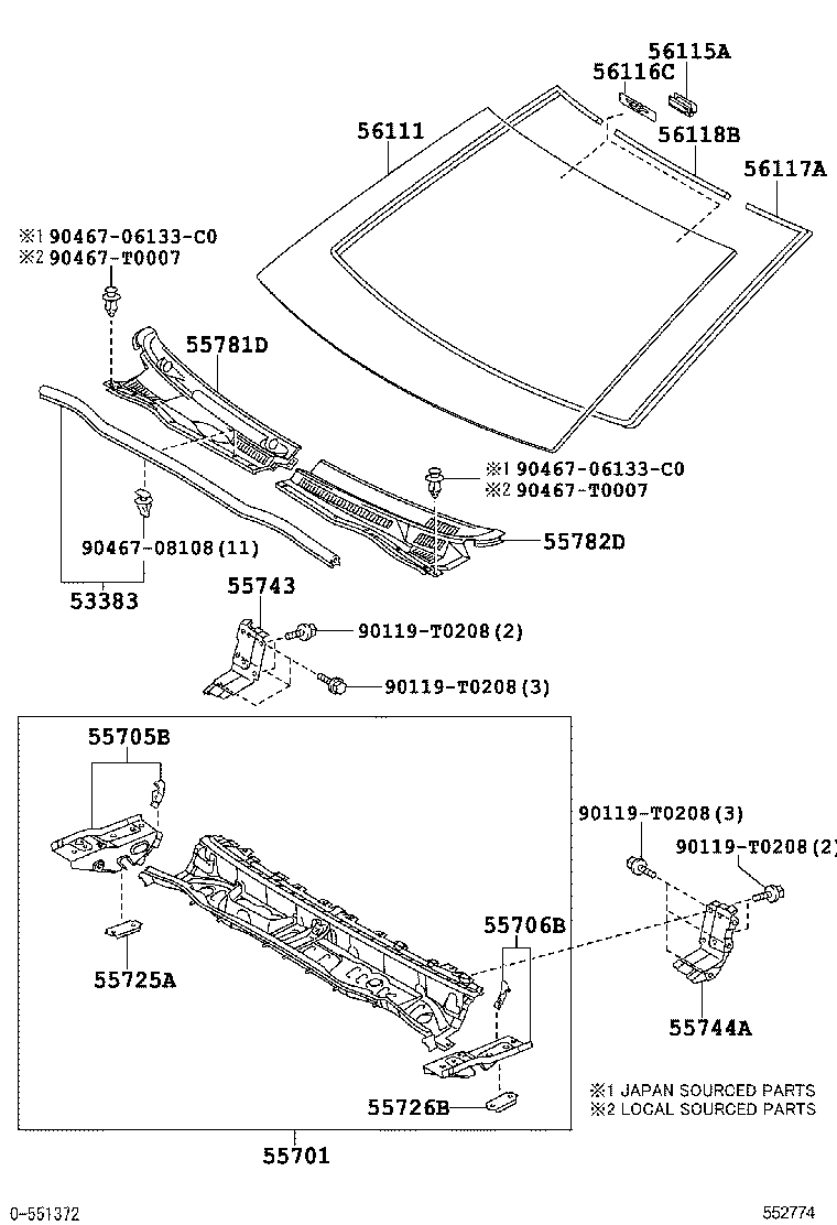 Cowl Panel & Windshield Glass