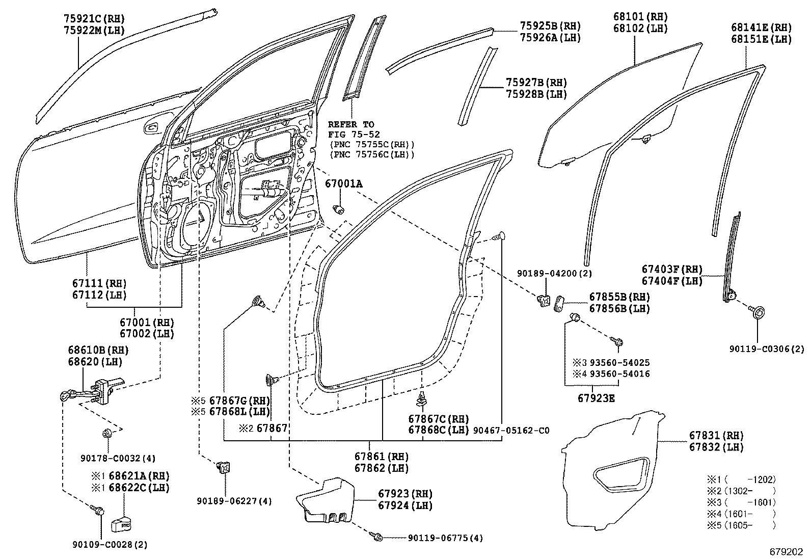 67862-60160 Weatherstrip, Front Door, Lh Toyota | YoshiParts