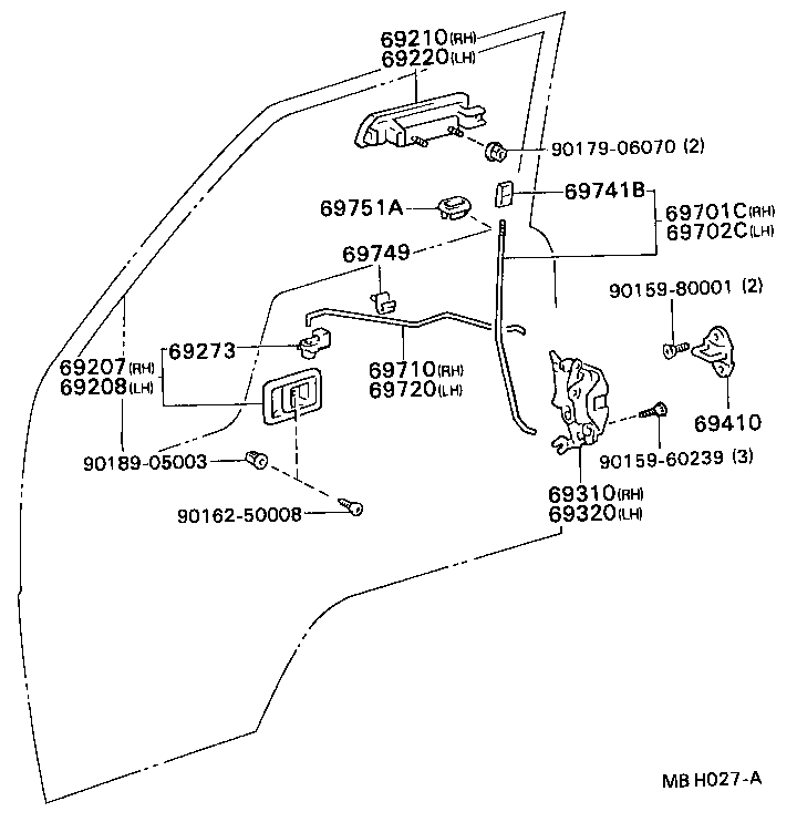 Manija de cerradura de puerta delantera