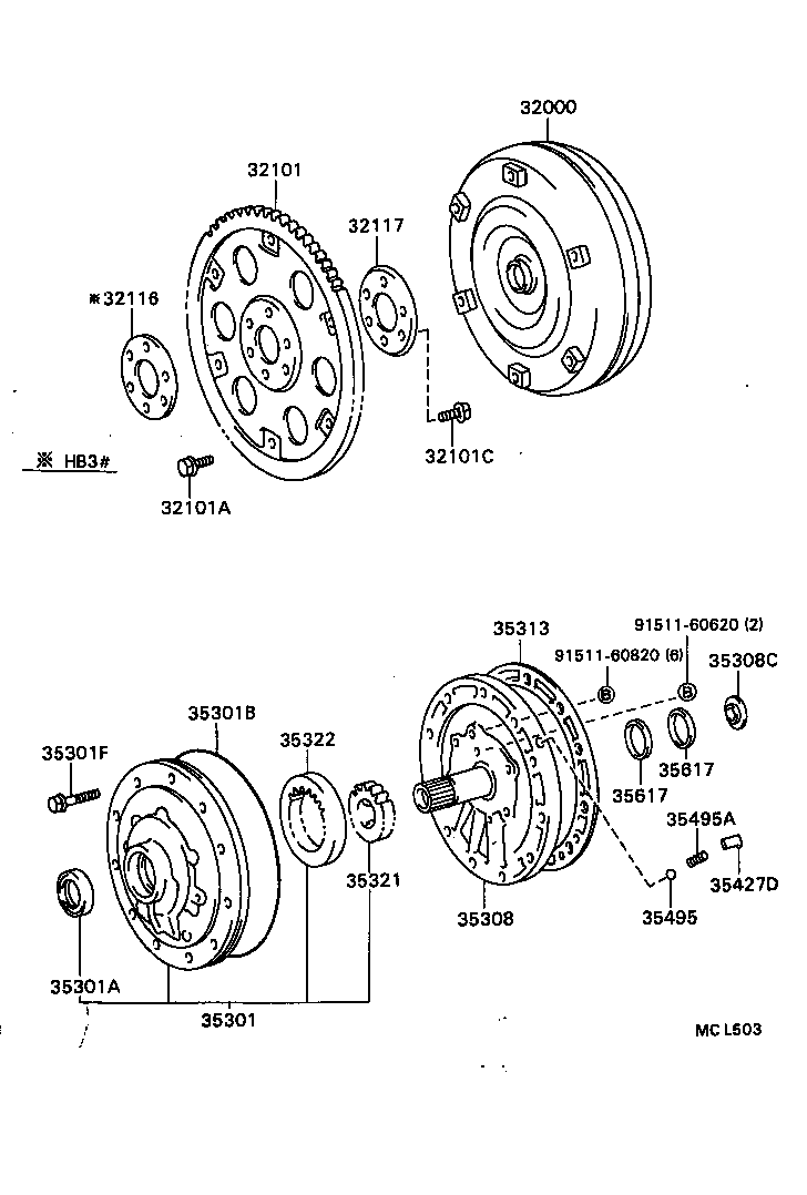 Torque Converter, Front Oil Pump & Chain