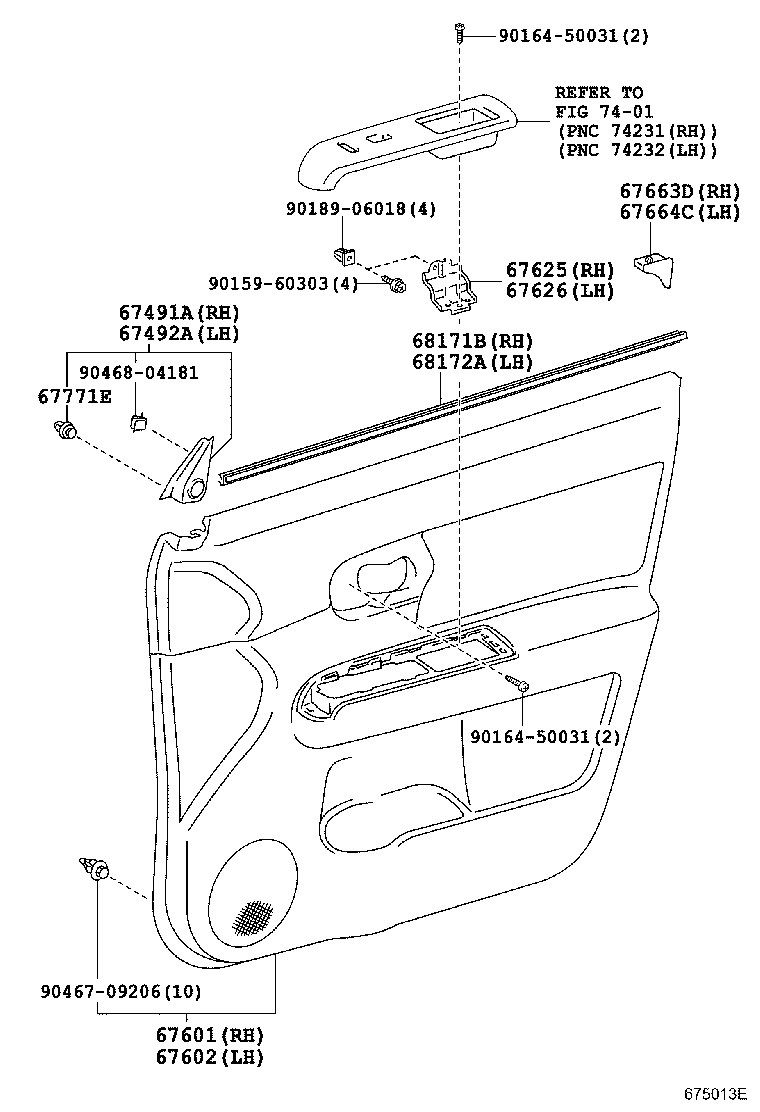 Panel de puerta delantera y vidrio