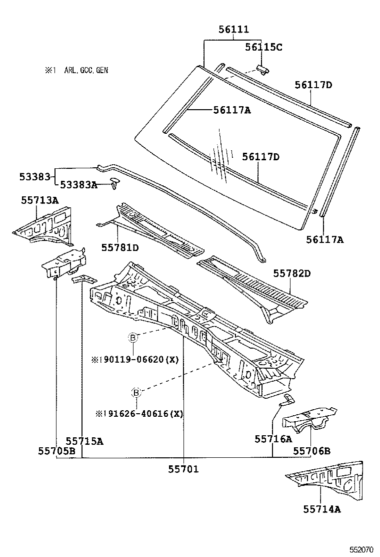 Panel de capó y cristal del parabrisas