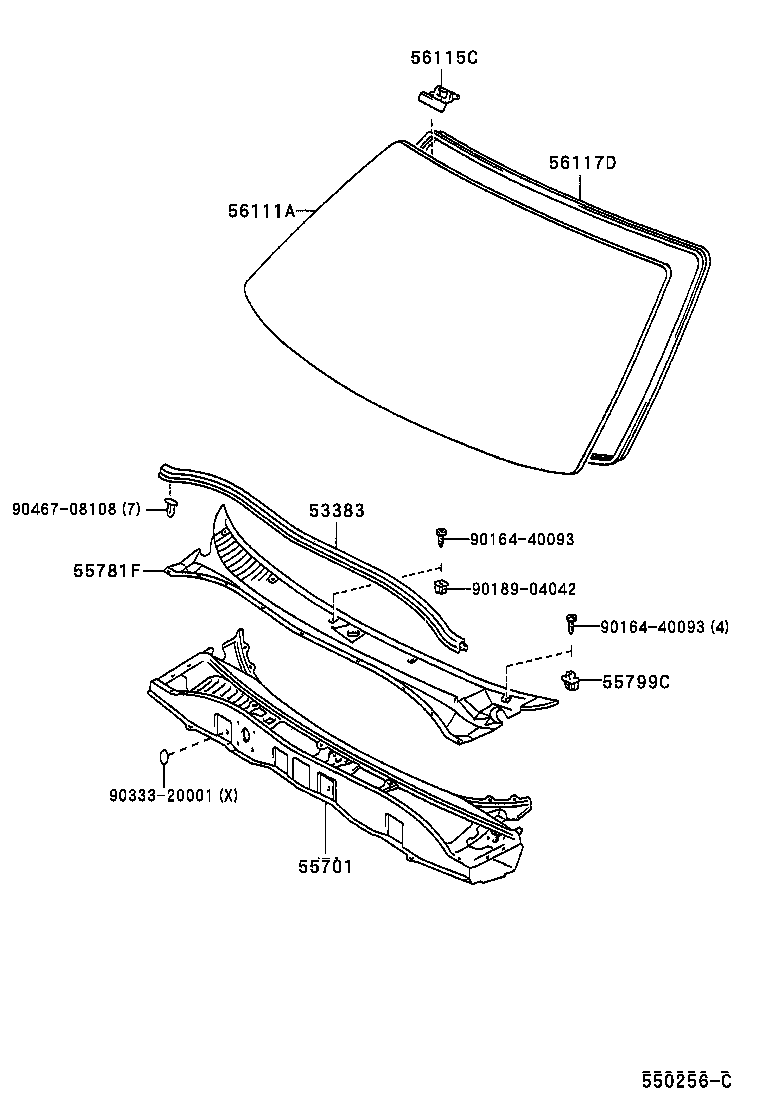 Cowl Panel & Windshield Glass