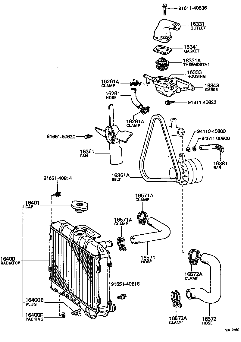 Salida de agua del radiador