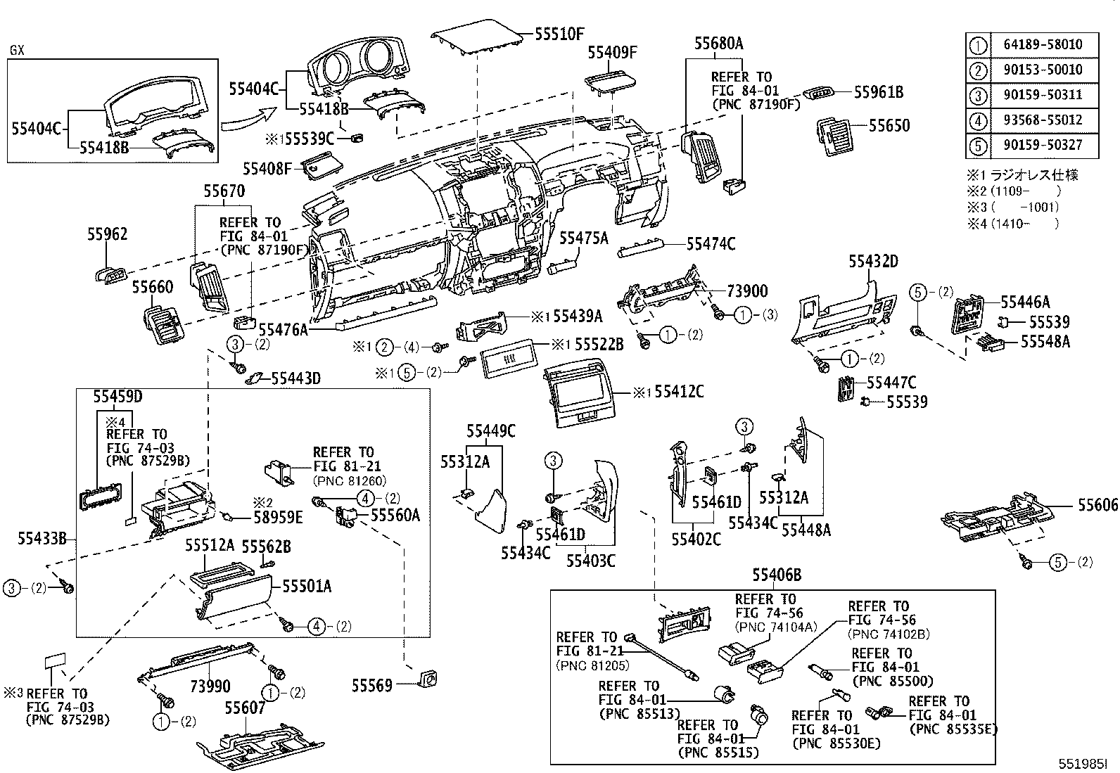 Panel de instrumentos Guantera