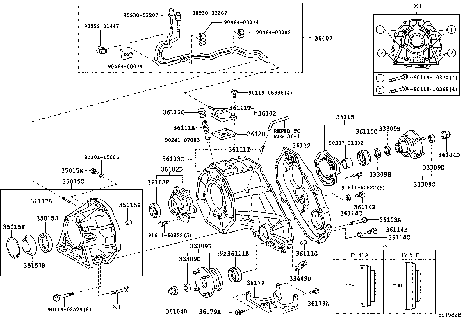 Caja de transferencia y carcasa de extensión