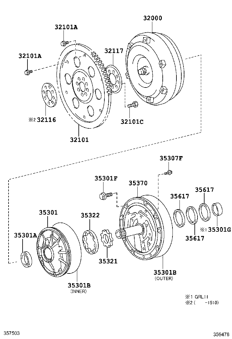 Torque Converter, Front Oil Pump & Chain