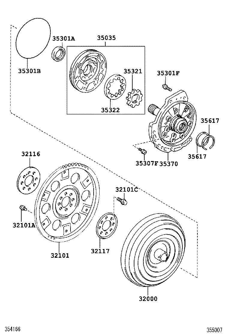 Torque Converter, Front Oil Pump & Chain