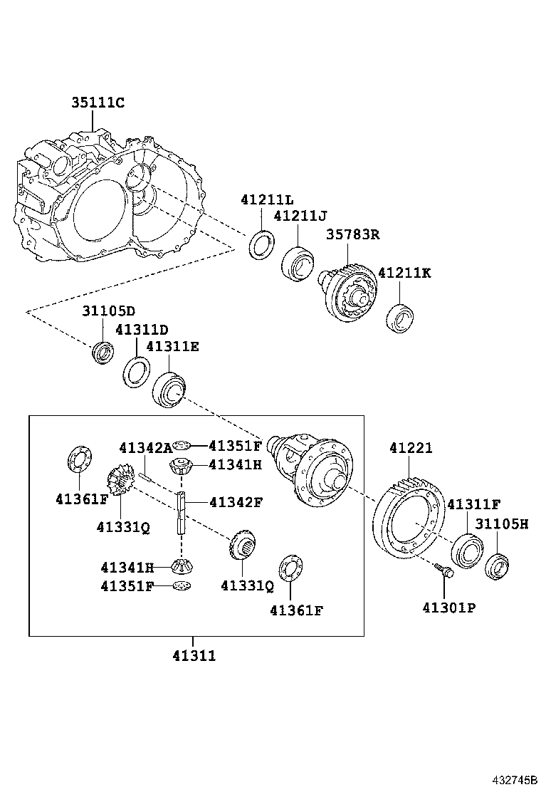 Carcasa del eje delantero y diferencial