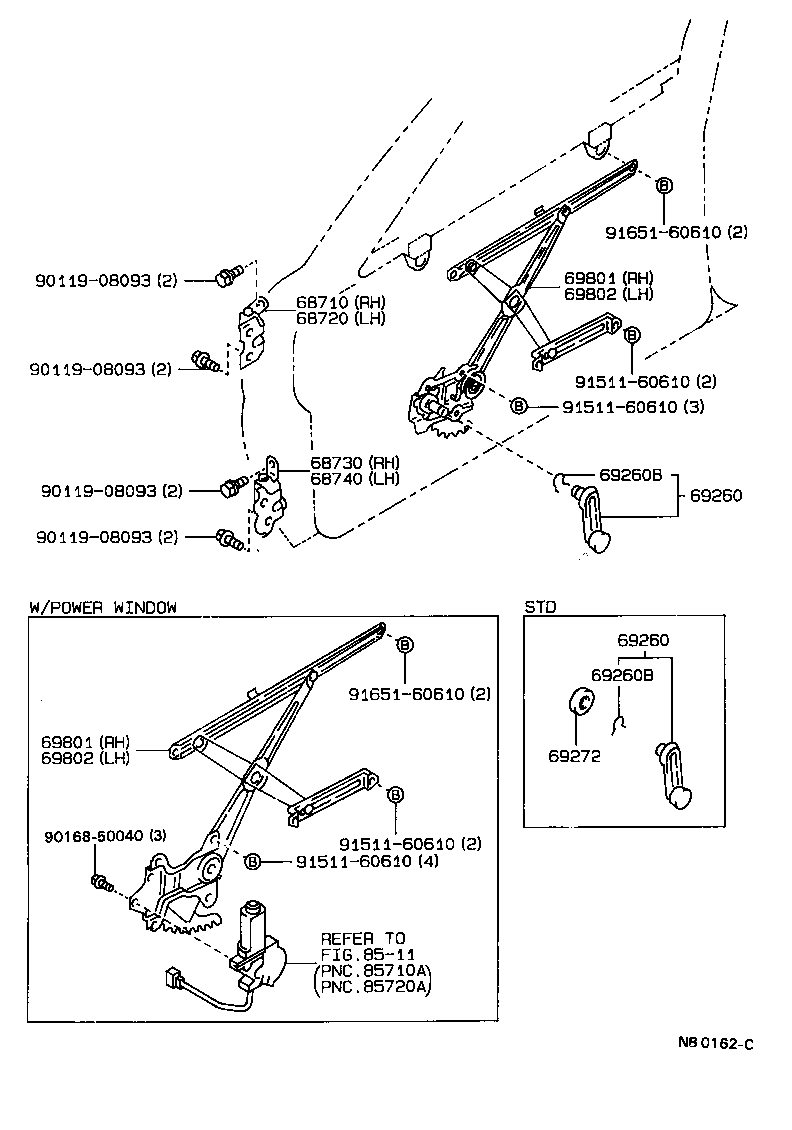 Front Door Window Regulator Hinge