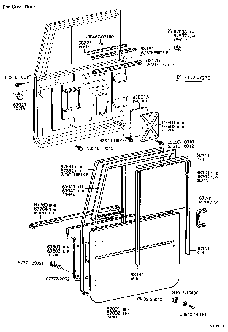 Panel de puerta delantera y vidrio