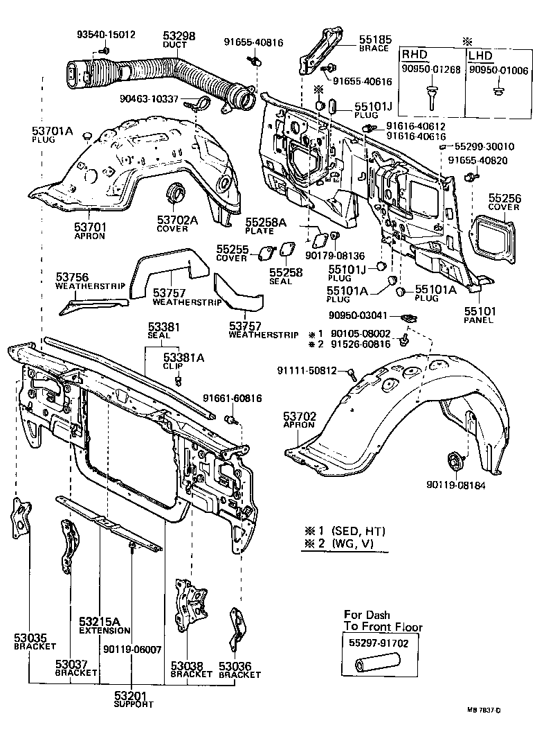 Front Fender Apron Dash Panel