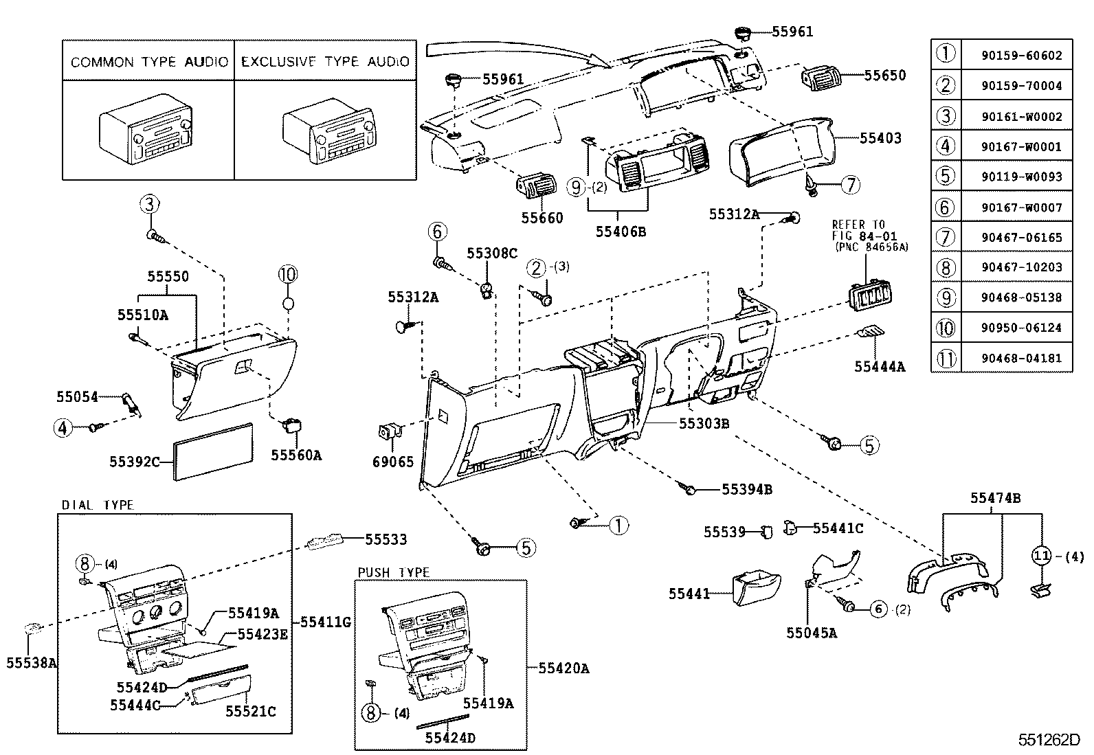 Panel de instrumentos Guantera