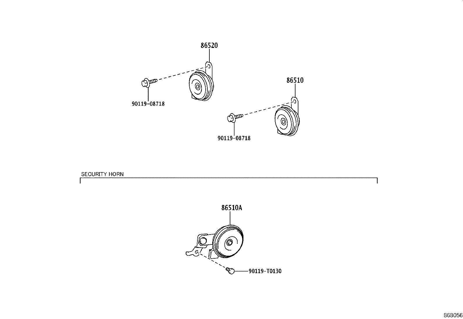 しょ 86510-0K010 Horn Assy, High Pitched Toyota | YoshiParts