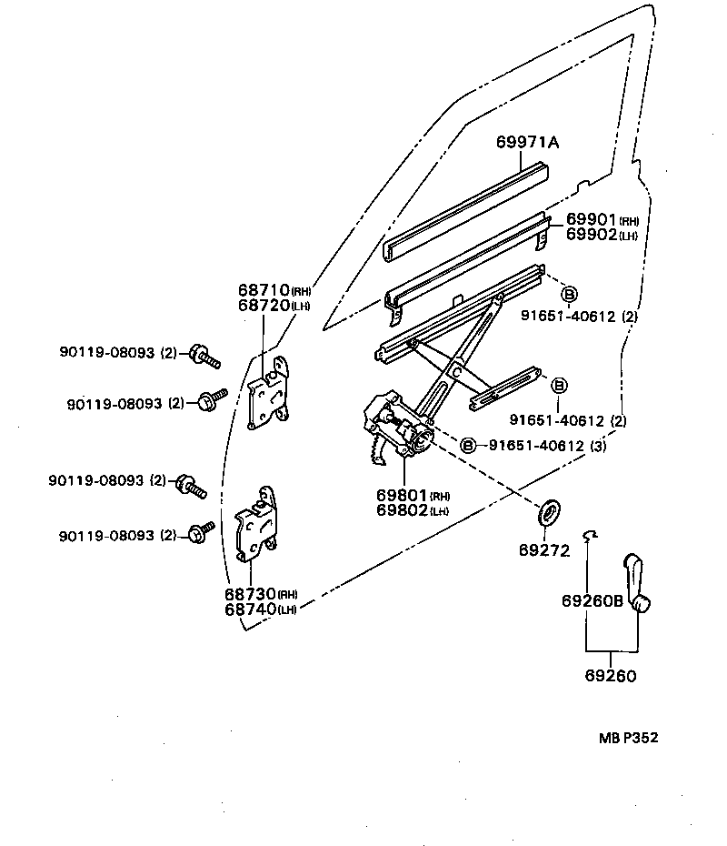 Front Door Window Regulator Hinge