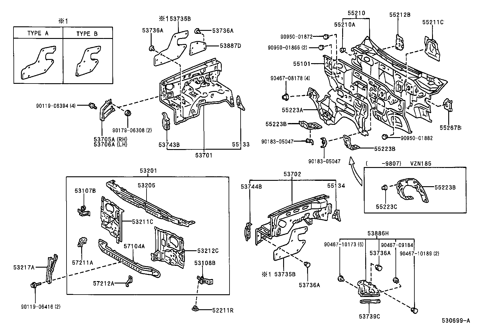 Front Fender Apron Dash Panel