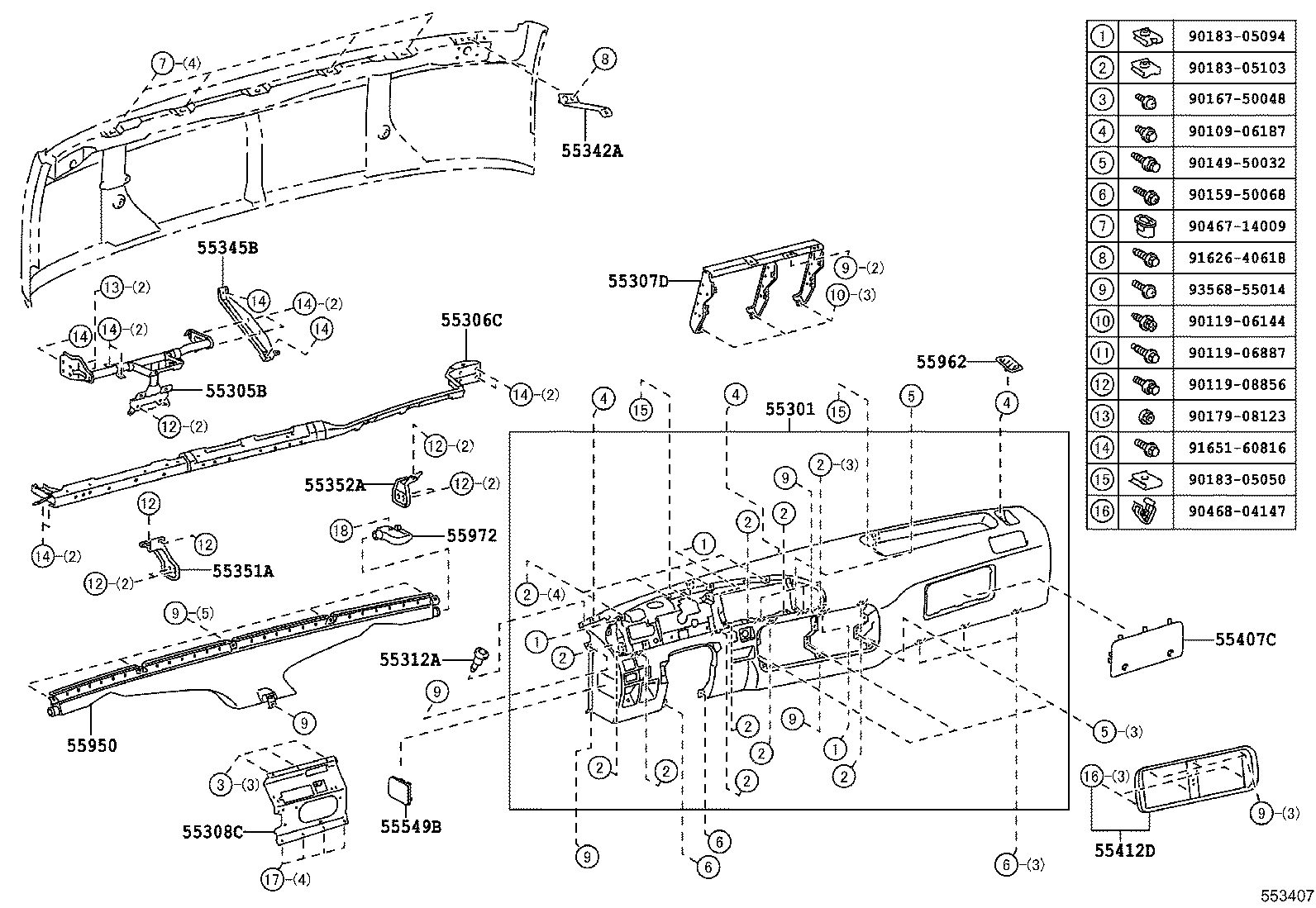 Panel de instrumentos Guantera
