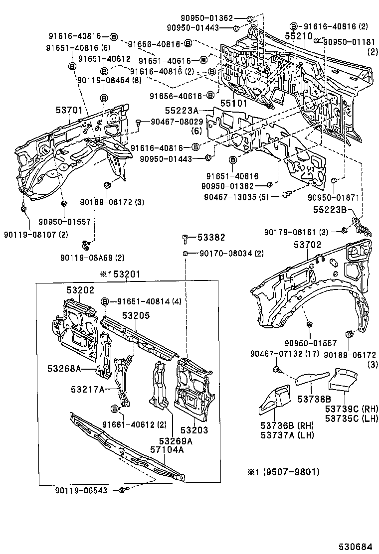 Front Fender Apron Dash Panel