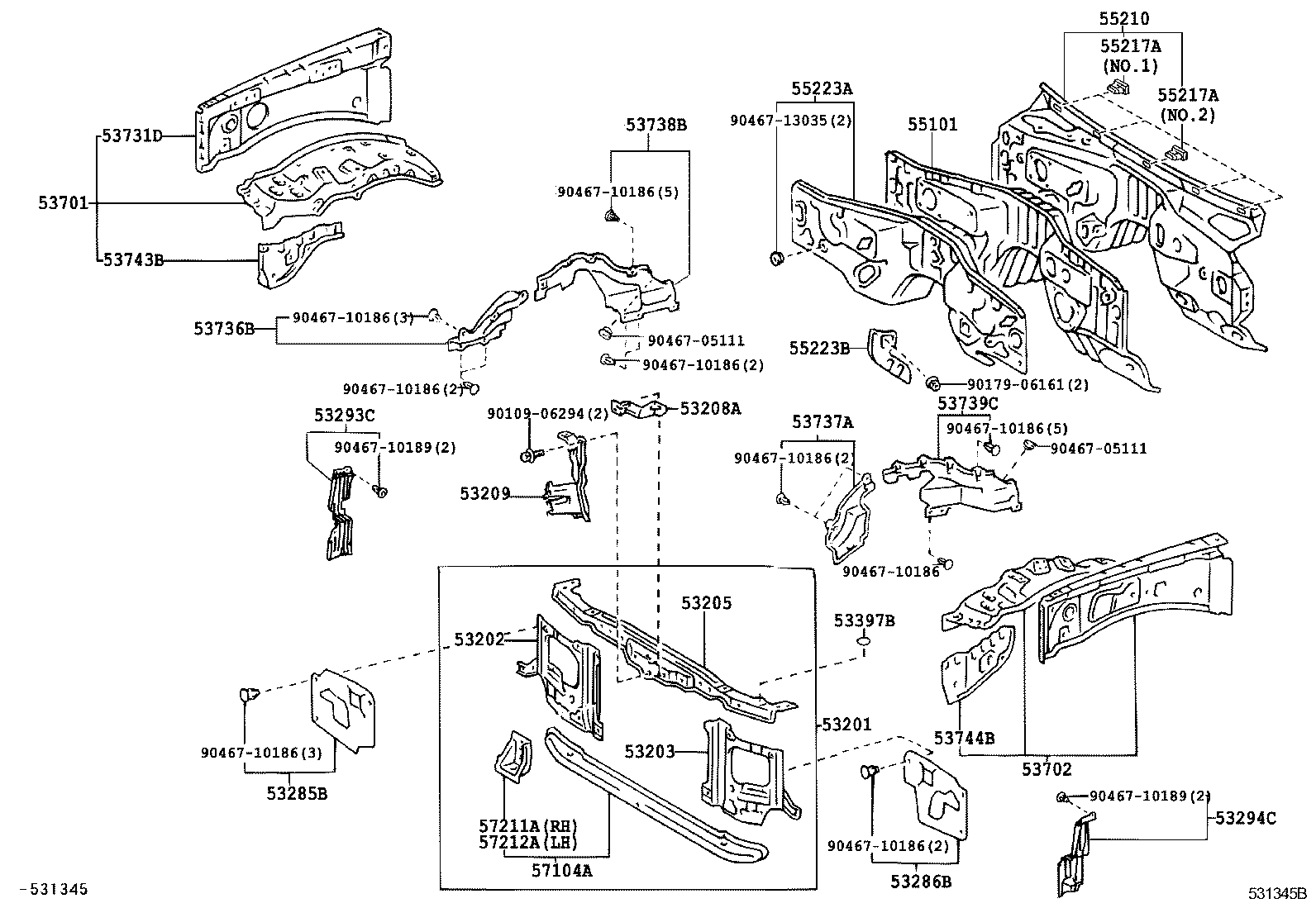 Front Fender Apron Dash Panel