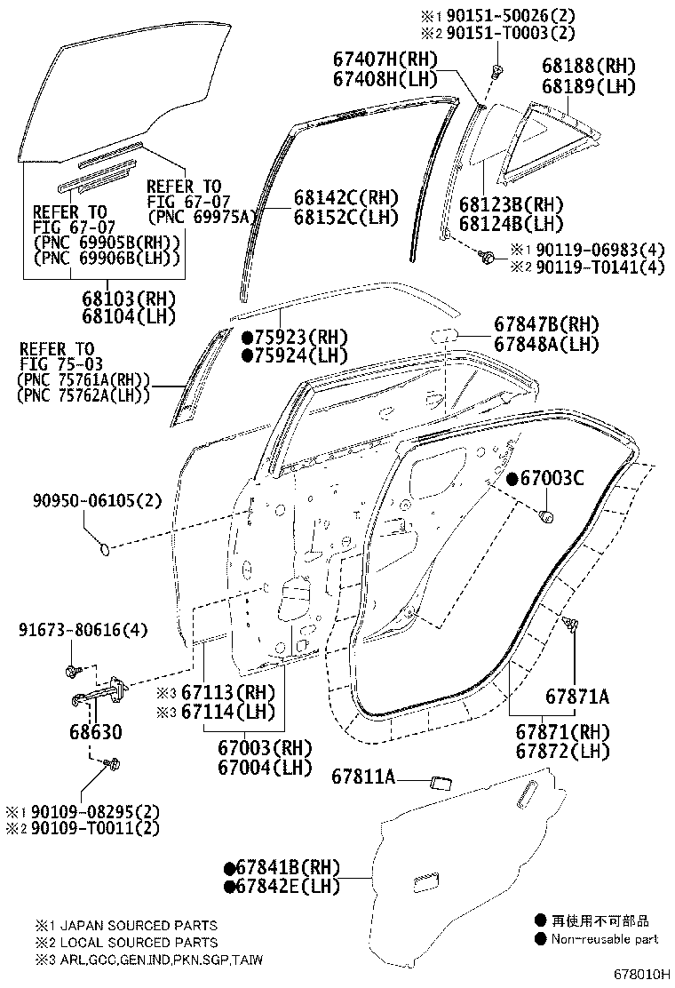 Panel de puerta trasera y vidrio