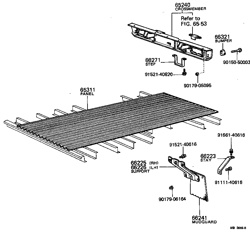 Guardabarros trasero del piso de la carrocería