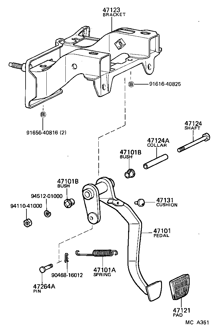 Pedal de freno y soporte