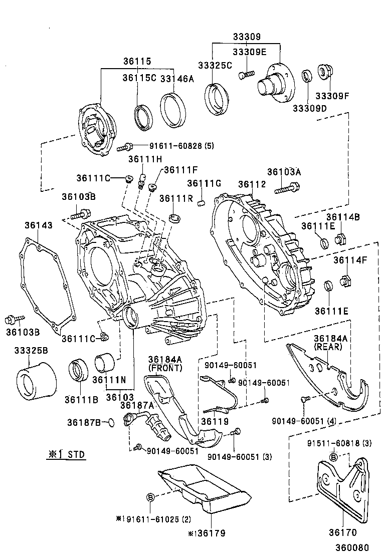 Caja de transferencia y carcasa de extensión