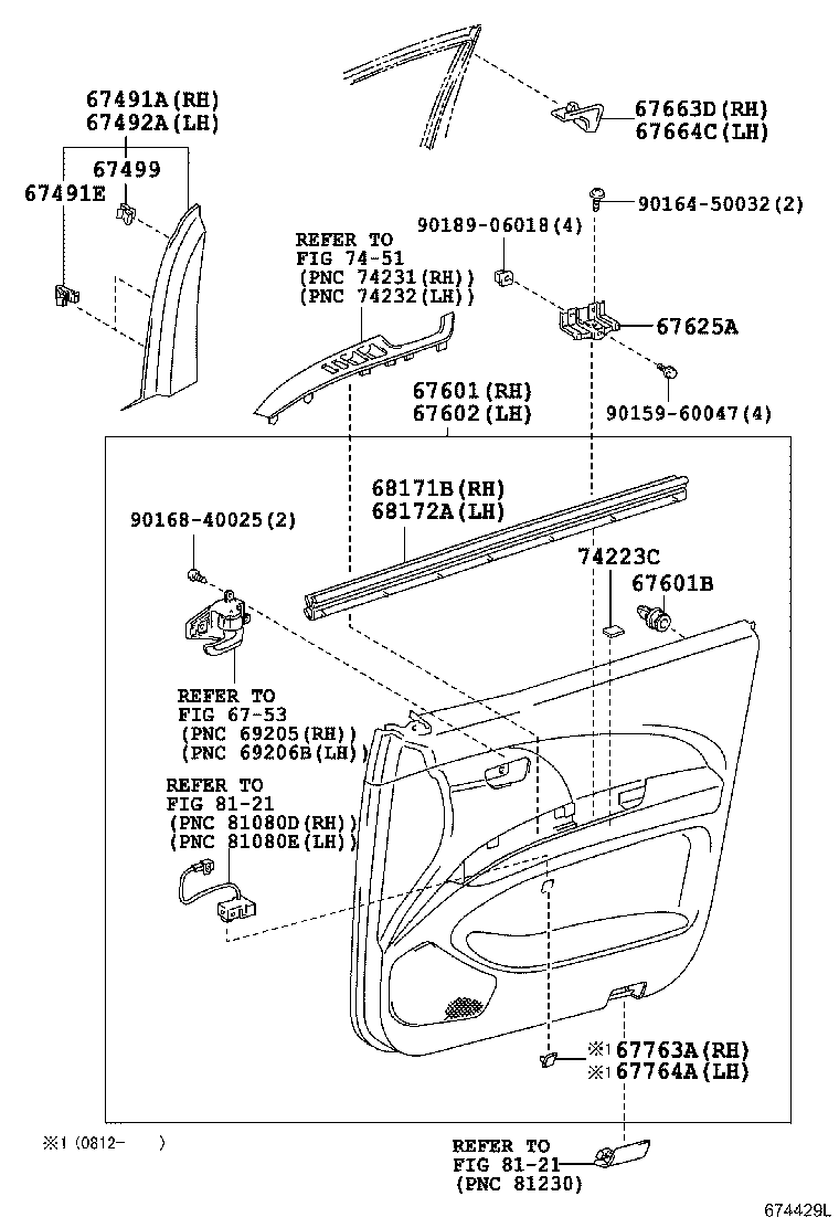 Panel de puerta delantera y vidrio