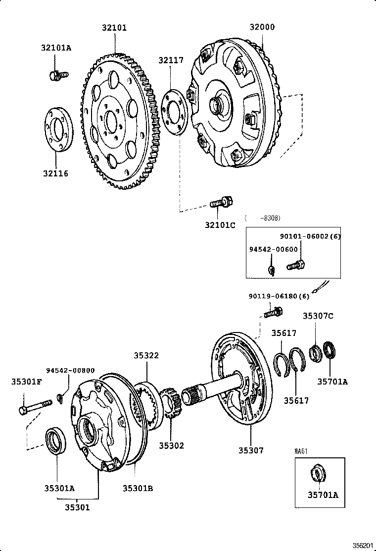 Torque Converter, Front Oil Pump & Chain