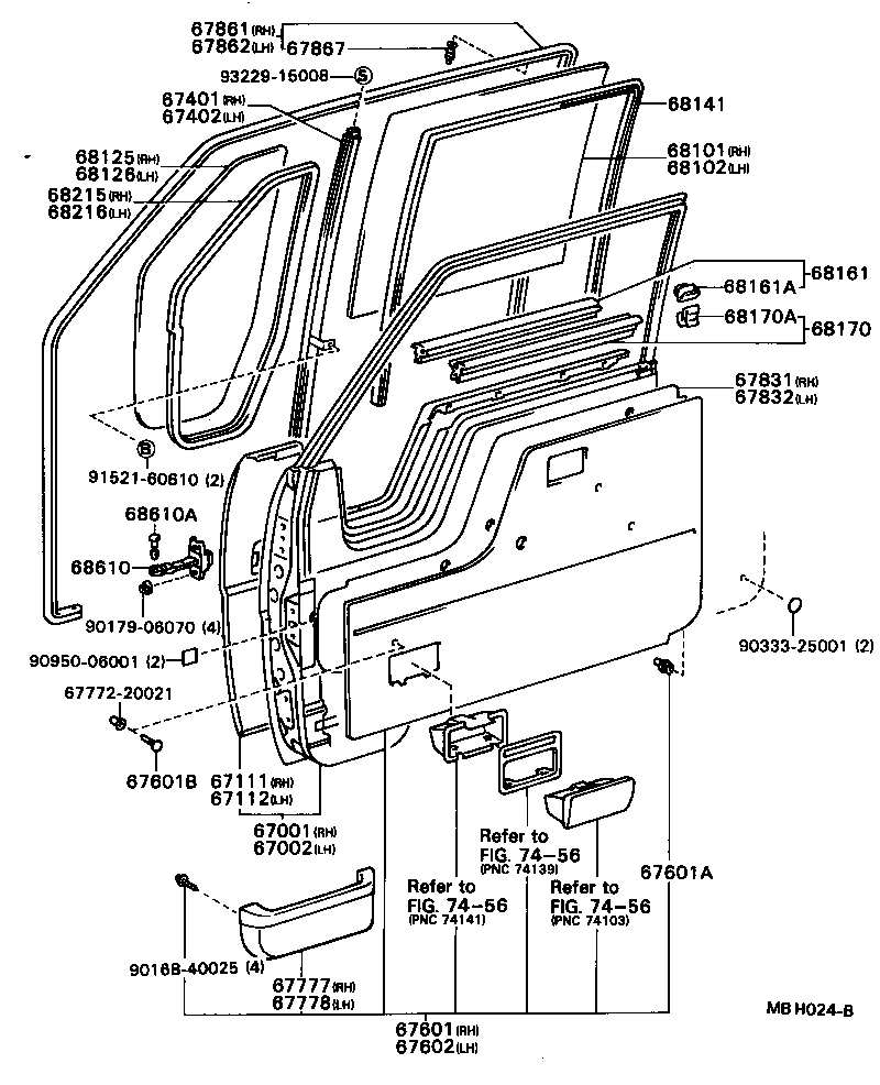 Panel de puerta delantera y vidrio